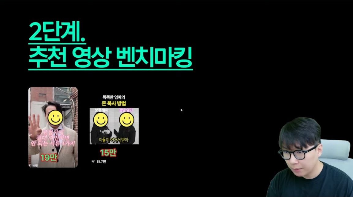 2단계 추천 영상 벤치마킹, 19만·15만 조회 영상