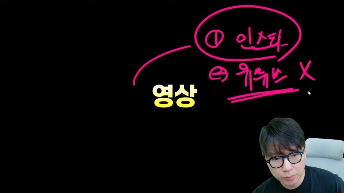 영상 채널로 인스타를 선택한 판서